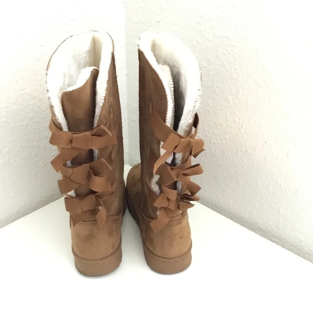 Chestnut Suede-Look Tall Winter Boots - Women